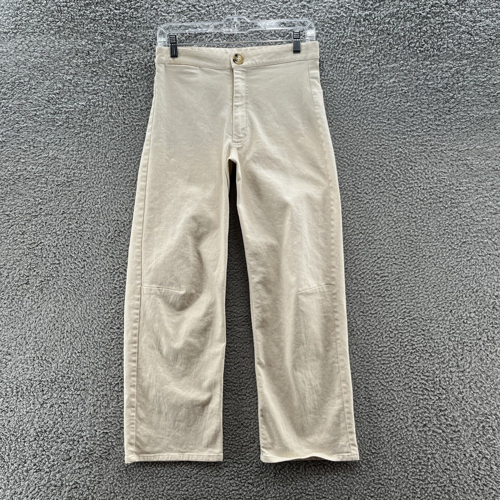 SBJ Austin Jeans Womens 1 Cream High Rise Wide Leg Elodie Ankle Crop Pant USA
